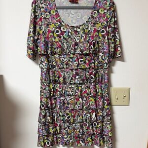 Vibrant Multicolor Women's Mini Dress cha-cha dress